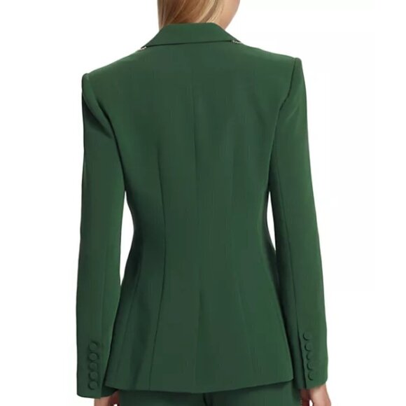 Cinq a Sept 'Cheyenne' Rhinestone Fringe Embellished Blazer, Dark Emerald - Picture 3 of 5